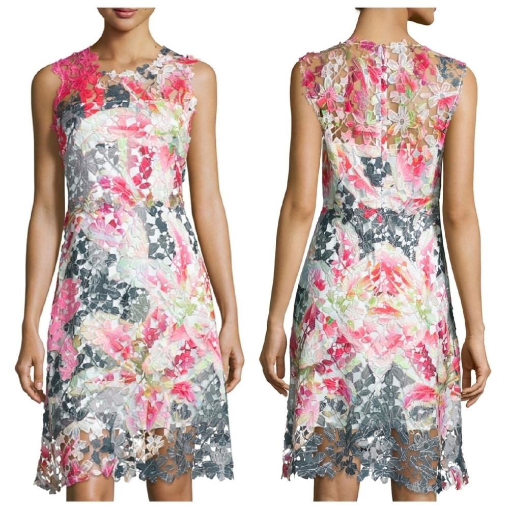 Elie Tahari 4 Dharma Sleeveless Floral Lace Dress